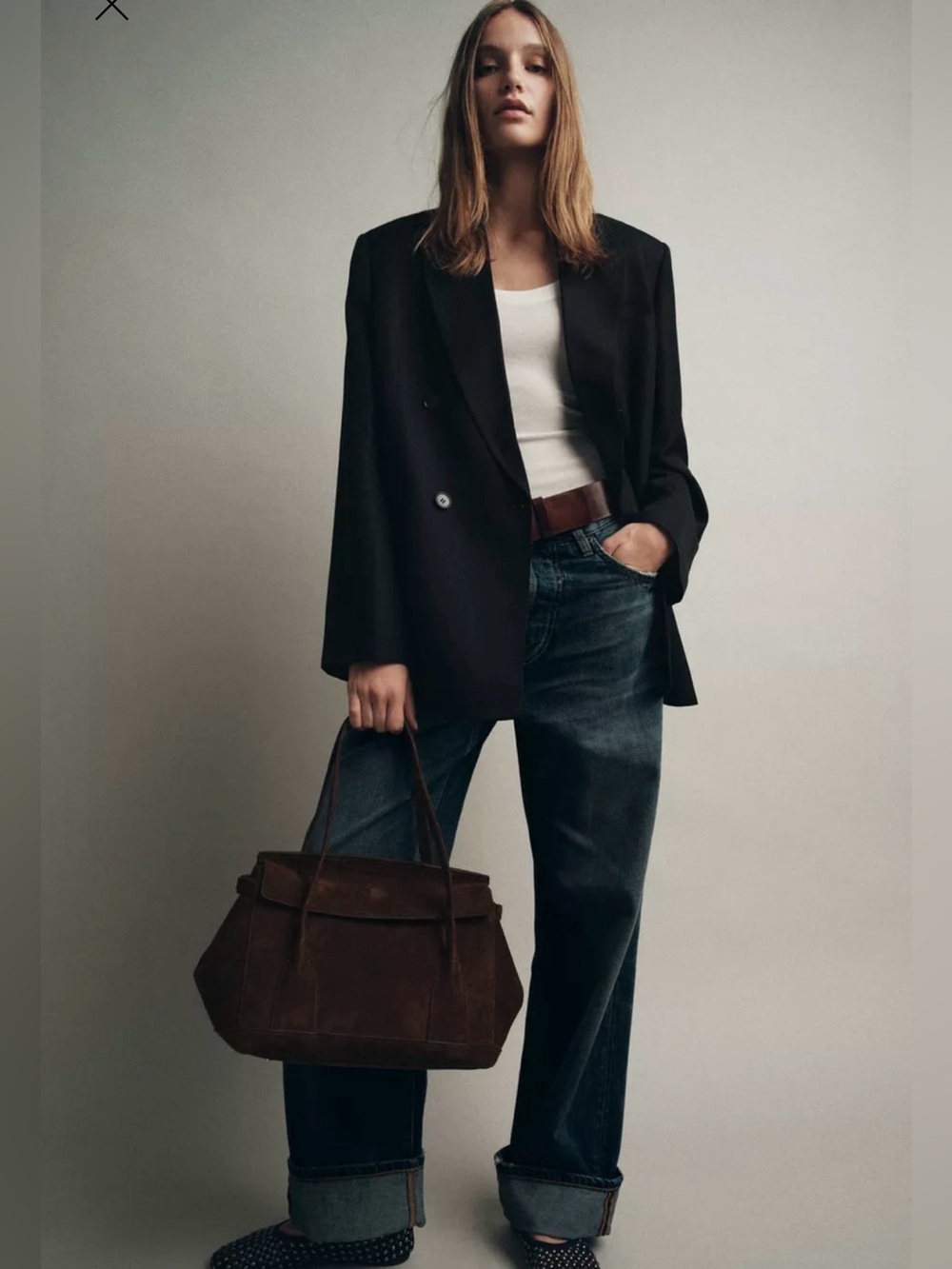 Zara split leather suede city bag